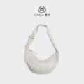 LOSEA White Faux Leather Zip Hobo Bag