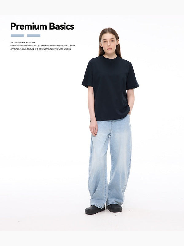 UNF Washed Straight Casual Wide Leg Scimitar Jeans