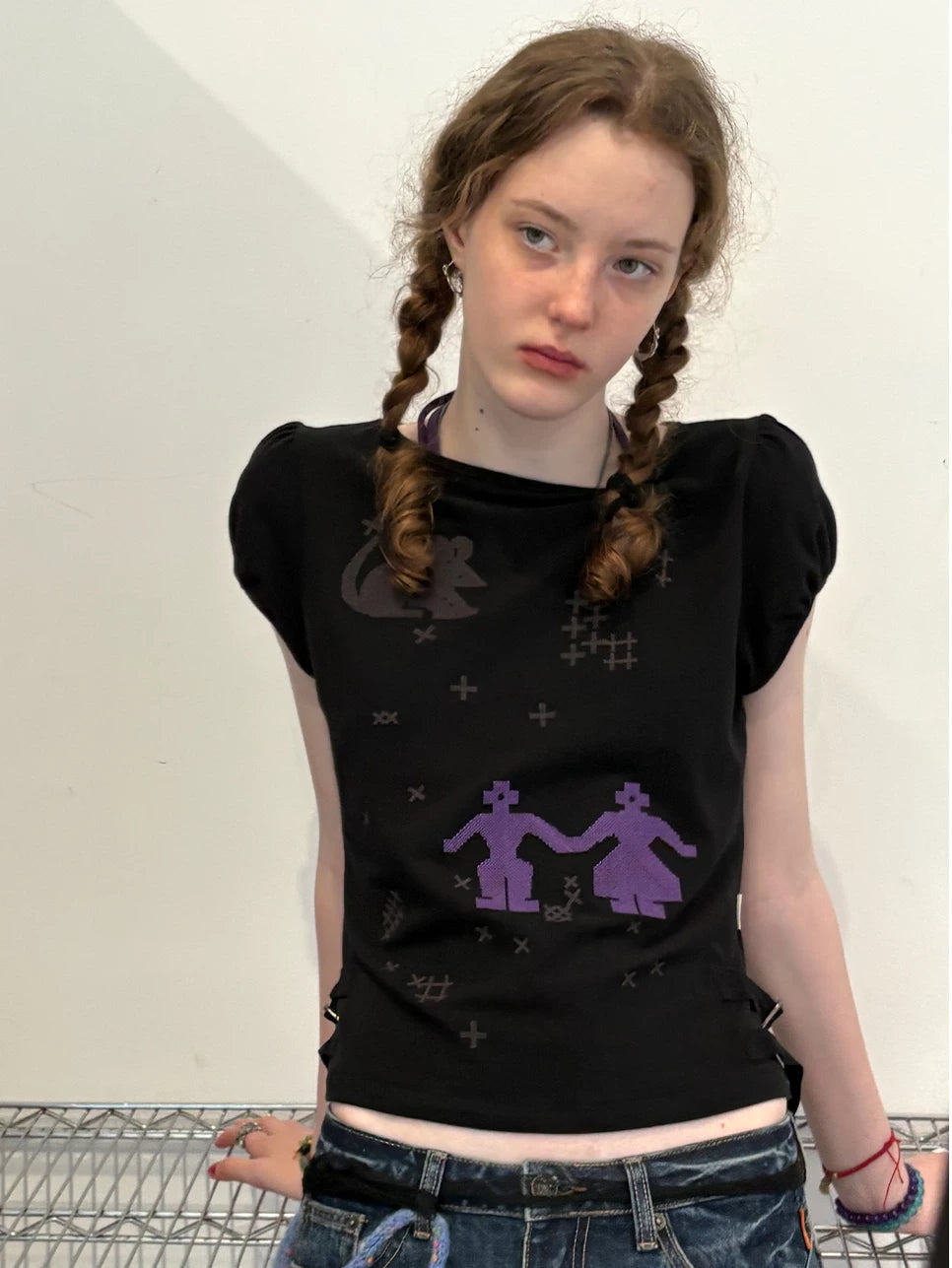 Achihara Jiji Bubble Mouse Breathable Cropped Tee