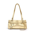 VFVF Gold Faux Leather Zip-Top Shoulder Bag