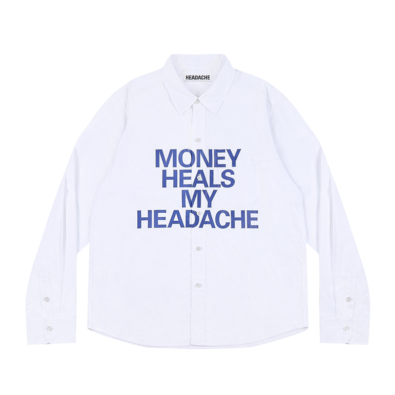 HEADACHE Slogan Bold Print Long-Sleeve Tee