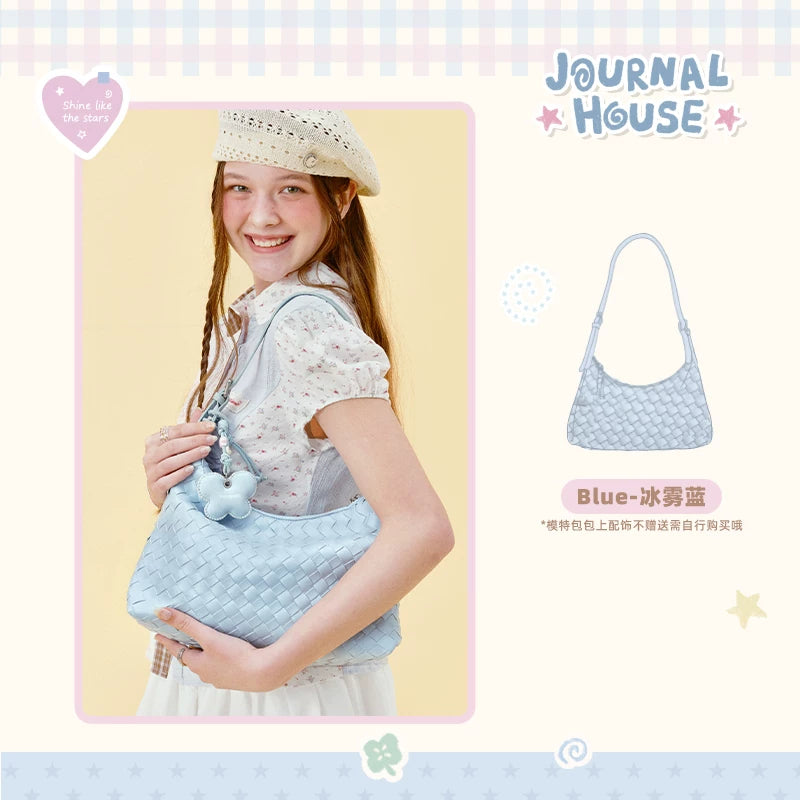 VANWALK Ice Blue Handwoven Faux Leather Hobo Bag - Zip Top