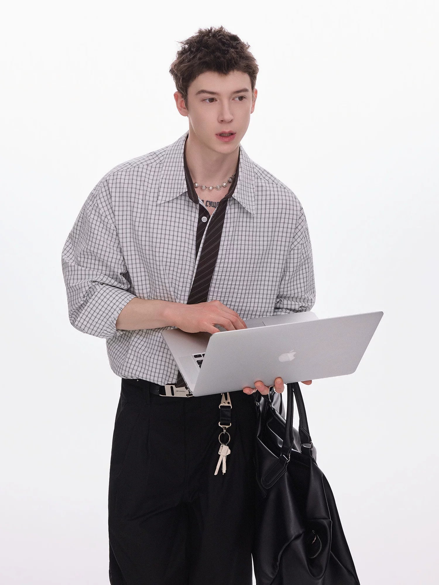 CHOR Vintage Plaid Tie Shirt