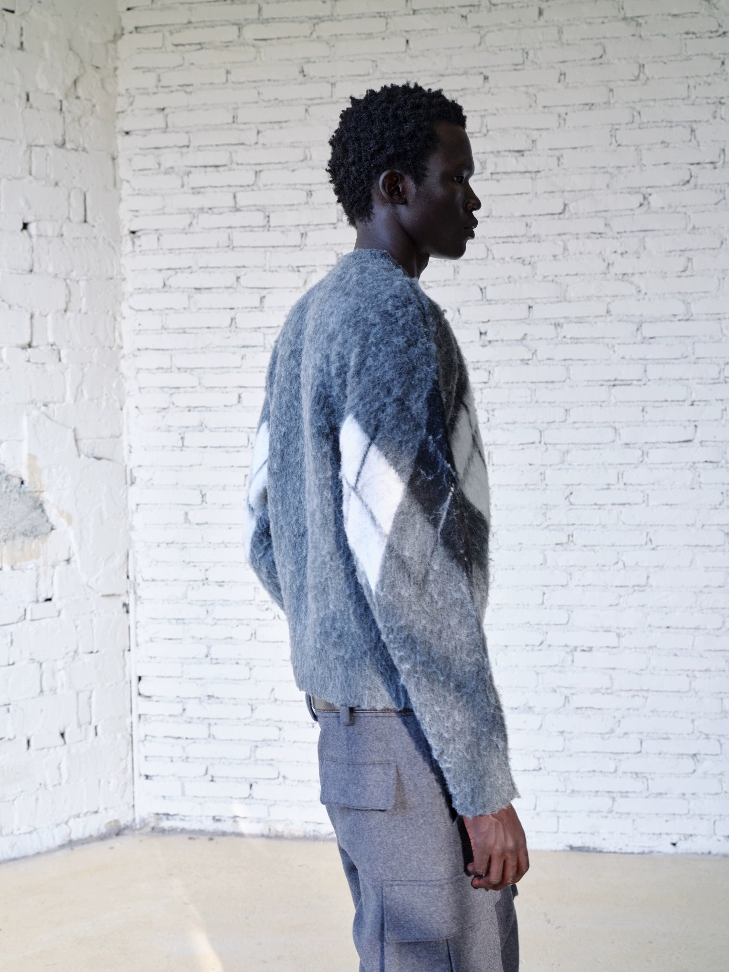 VLABMADE Vintage Contrast Rhombus Knitted Sweater