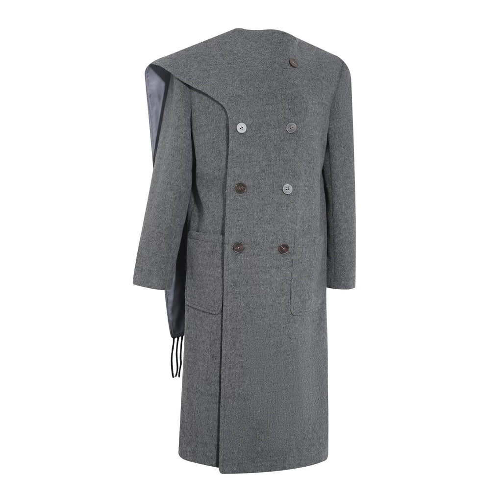 Wildberry Scarf Collar Double-breasted Medium and Long Wool Jacket