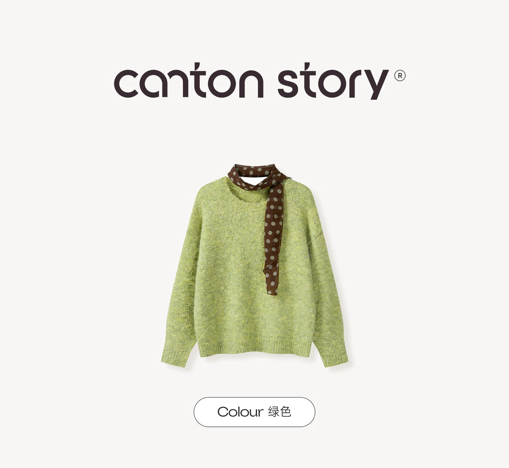 Cantonstory Korean Lazy Crew Neck Loose Knitted Sweater (Clearance)
