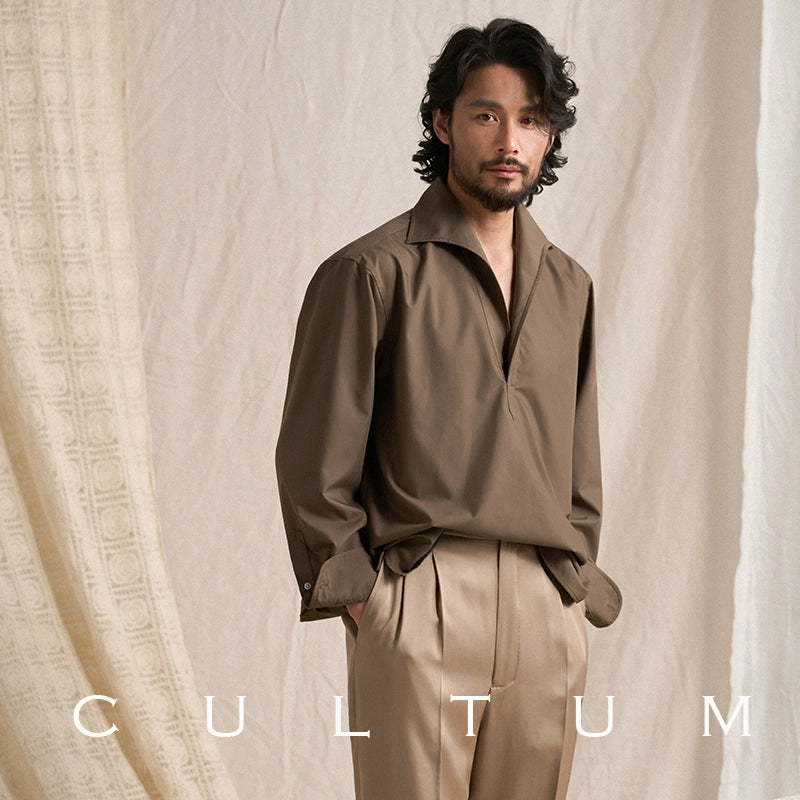 CULTUM Half Open One Piece Collar Ice Modal Shirt