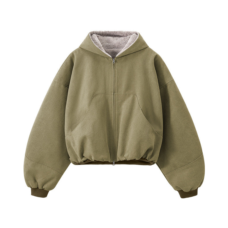 Inflation Short Contrasting Plush Zip Jacket