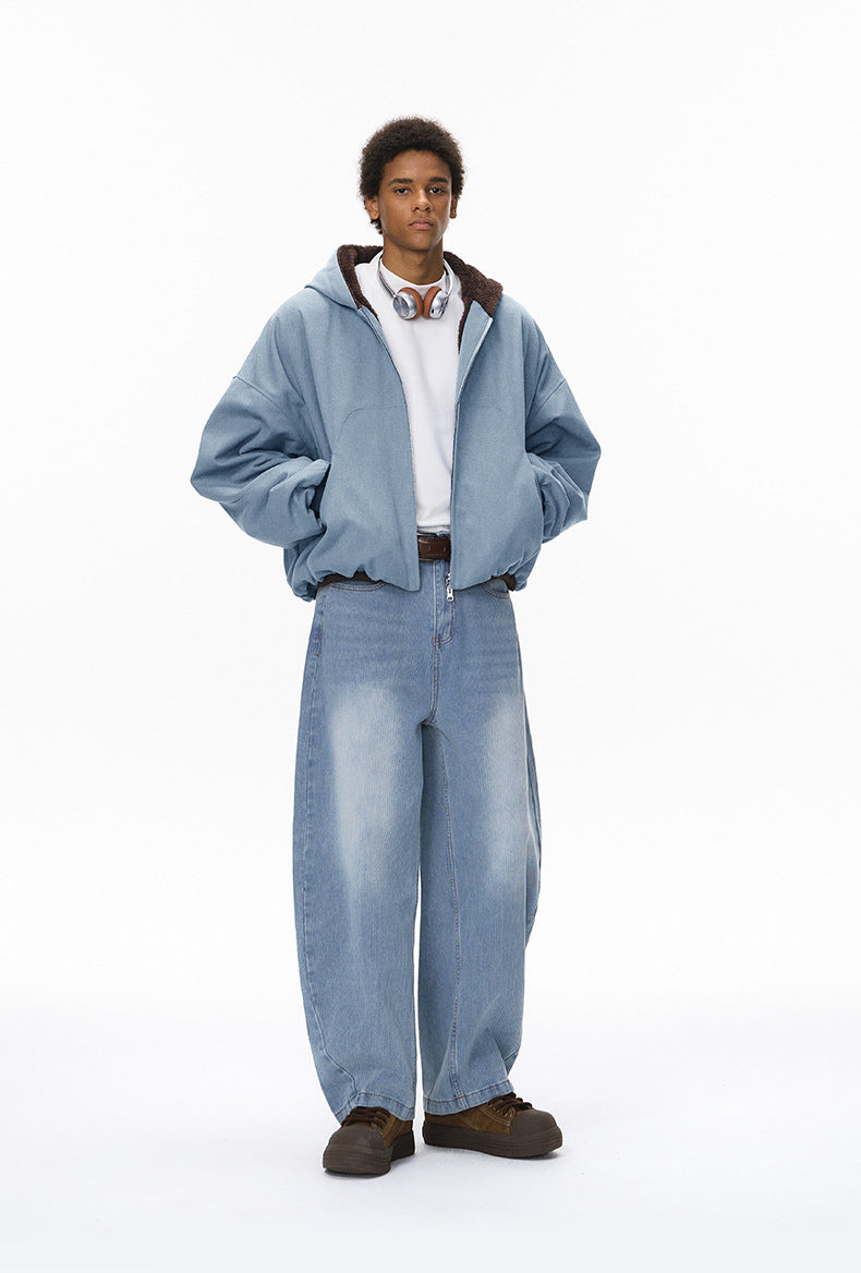 Inflation Short Contrasting Plush Zip Jacket