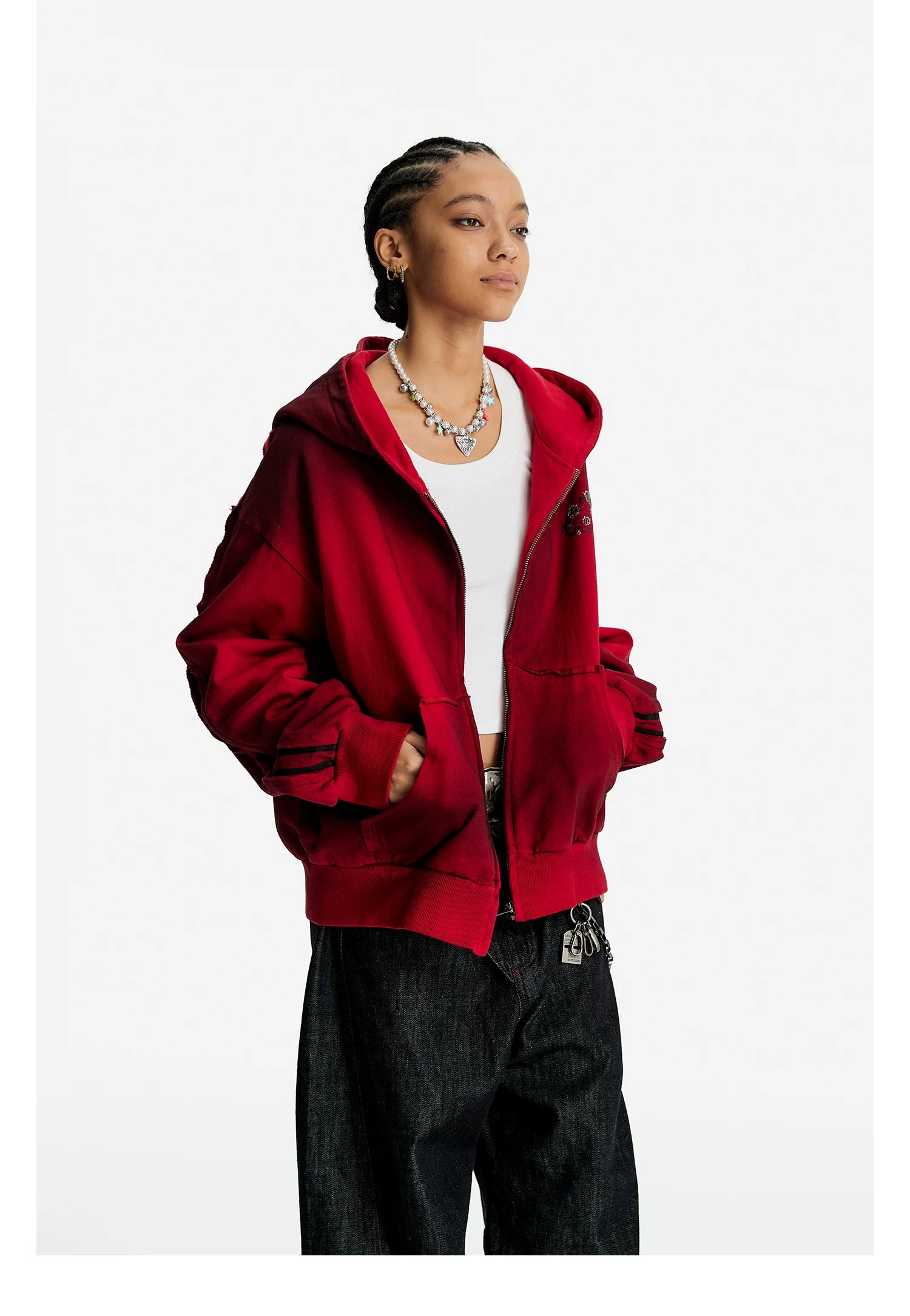 8FF Old Spray-colored Printed Hooded Jacket