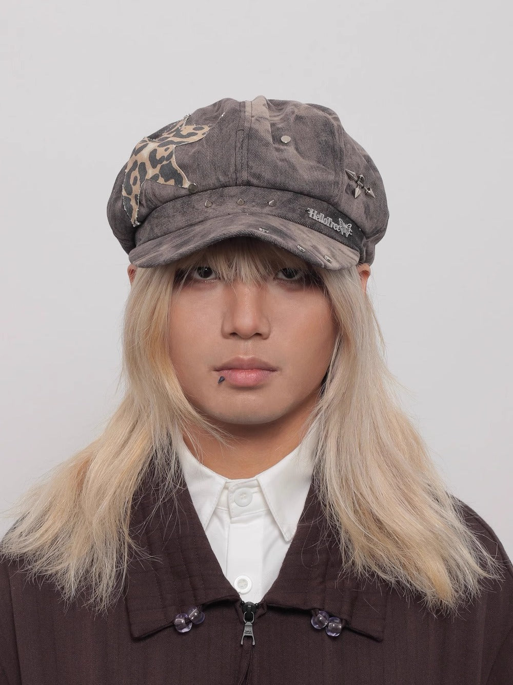 WORLDWIDE/niche Washed Tie-dye Y2k Rivet Beret