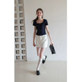 EGGKA Hollow Love Square Collar Straight Shoulder Tee