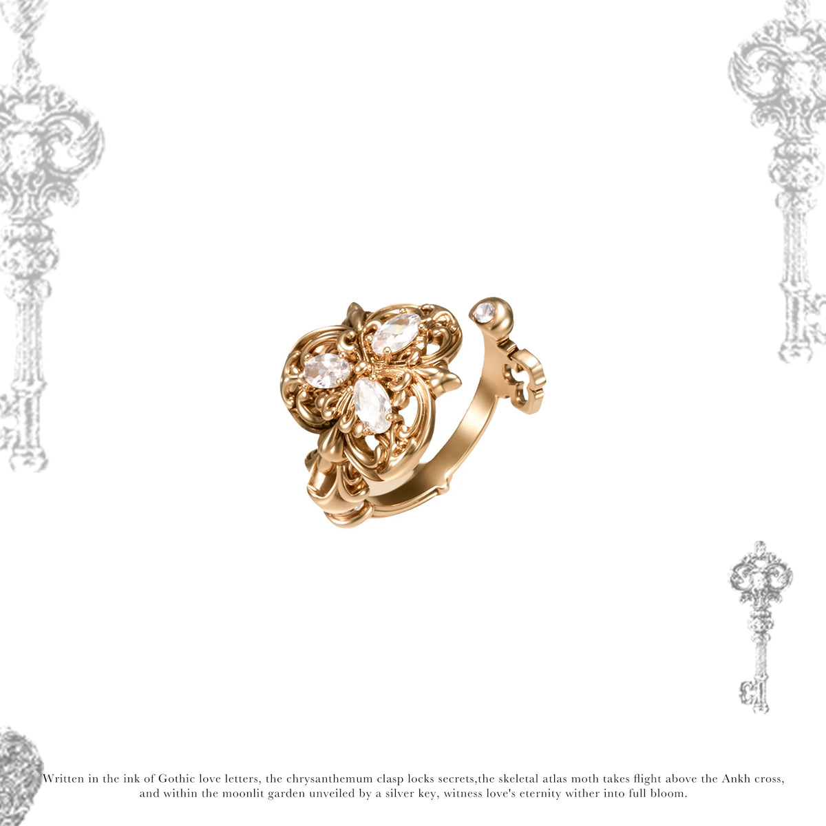 SUMIYAKI Vintage Pearl Key Adjustable Ring