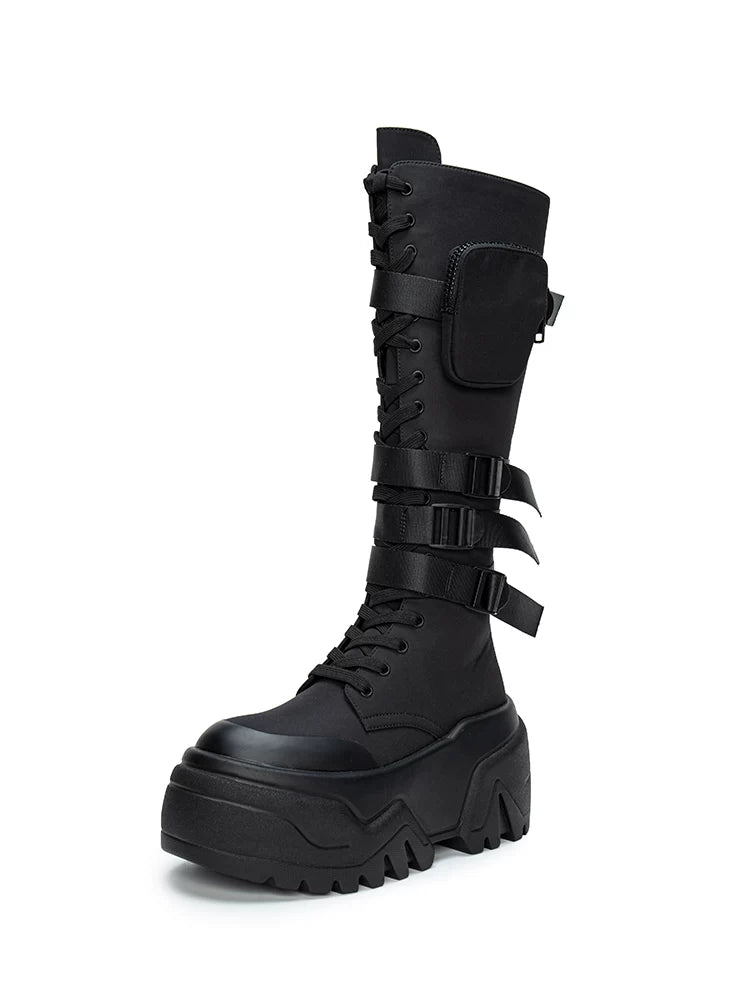 Dollybae Microfiber Platform Combat Boot