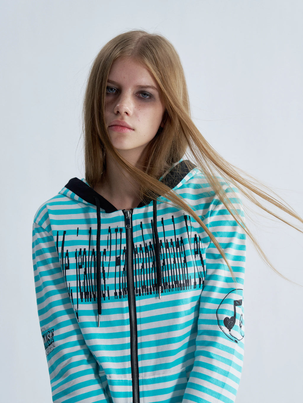 PAIKI Music Antidote Striped Zip-Up Hoodie