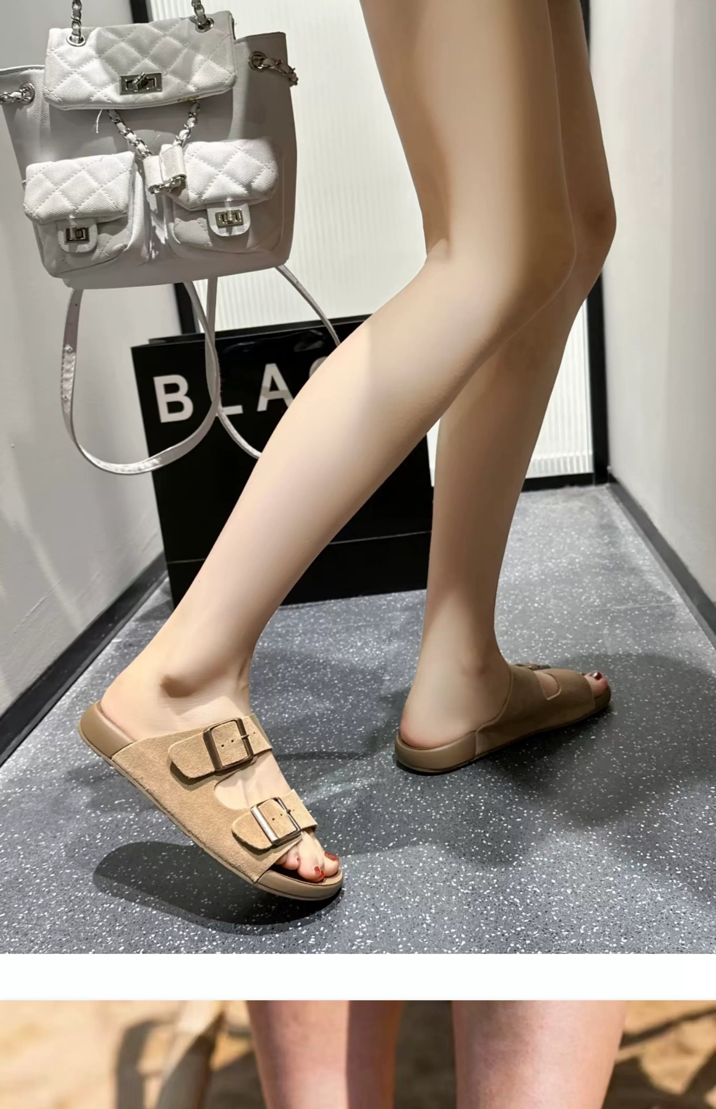 OQ X BVNJHK Double Buckle Thick Bottom Sandals