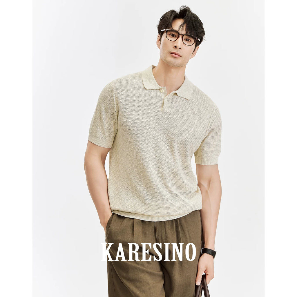 KARESINO Cool-Touch Slim Fit Knit Polo Shirt