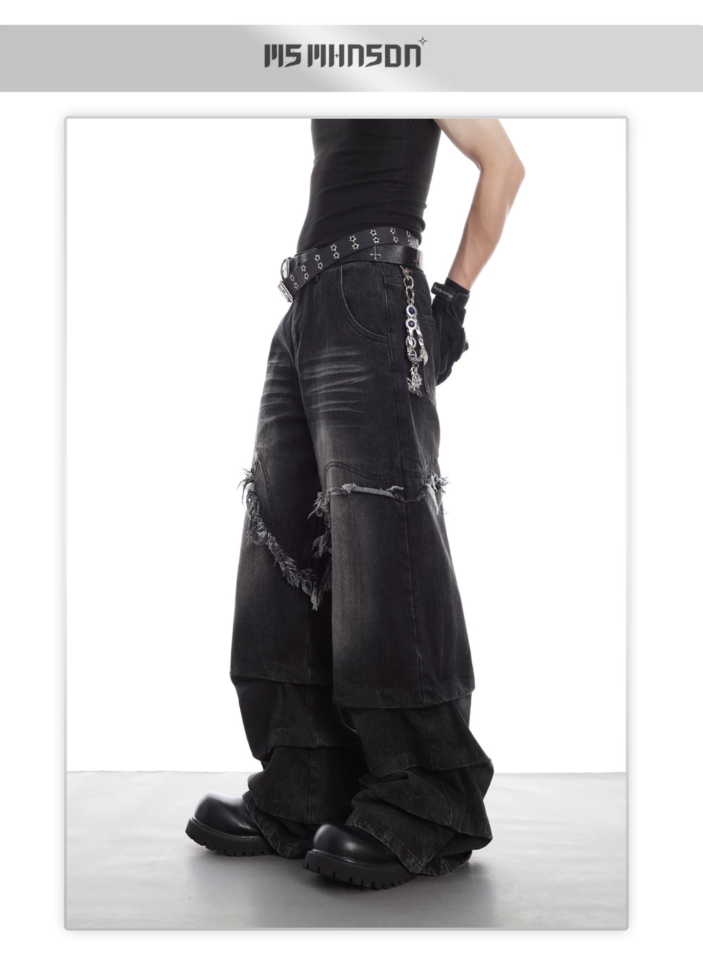 NUndeFineD Rough-trimmed Wide-leg Jeans