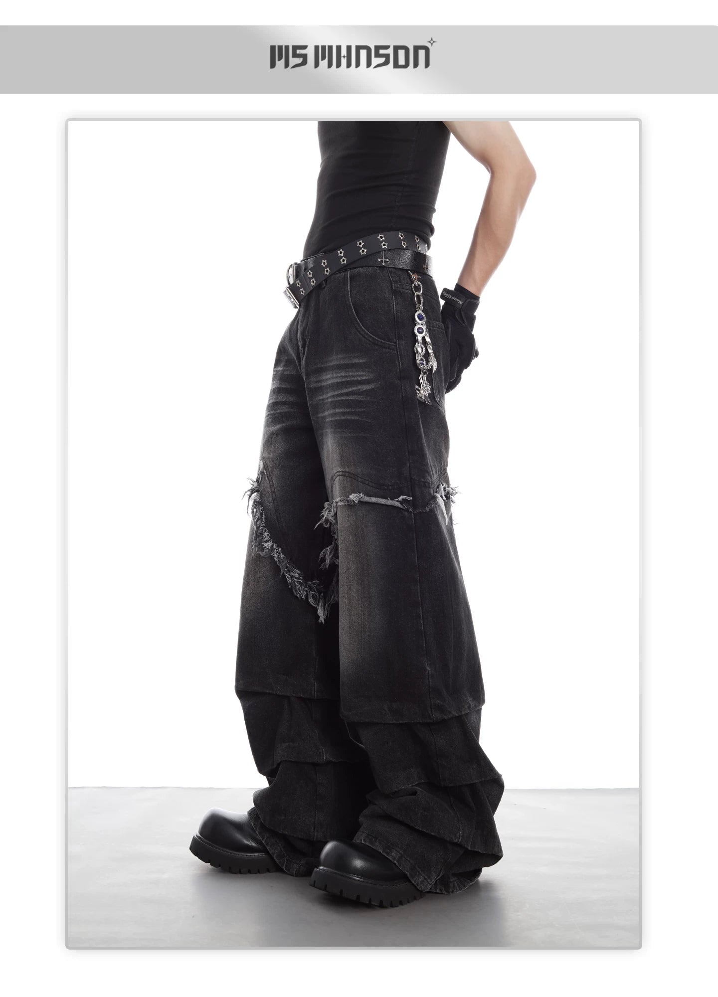 NUndeFineD Rough-trimmed Wide-leg Jeans
