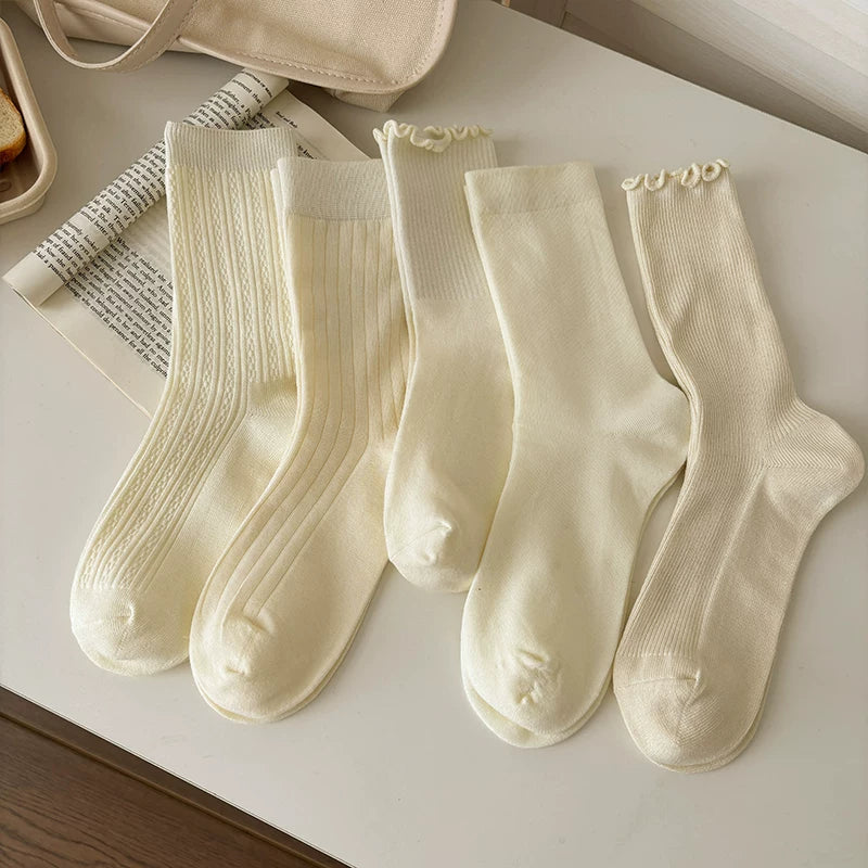 Halo Honey Moisture-Wicking Polka Dot Rolled Edge Mid-Calf Socks