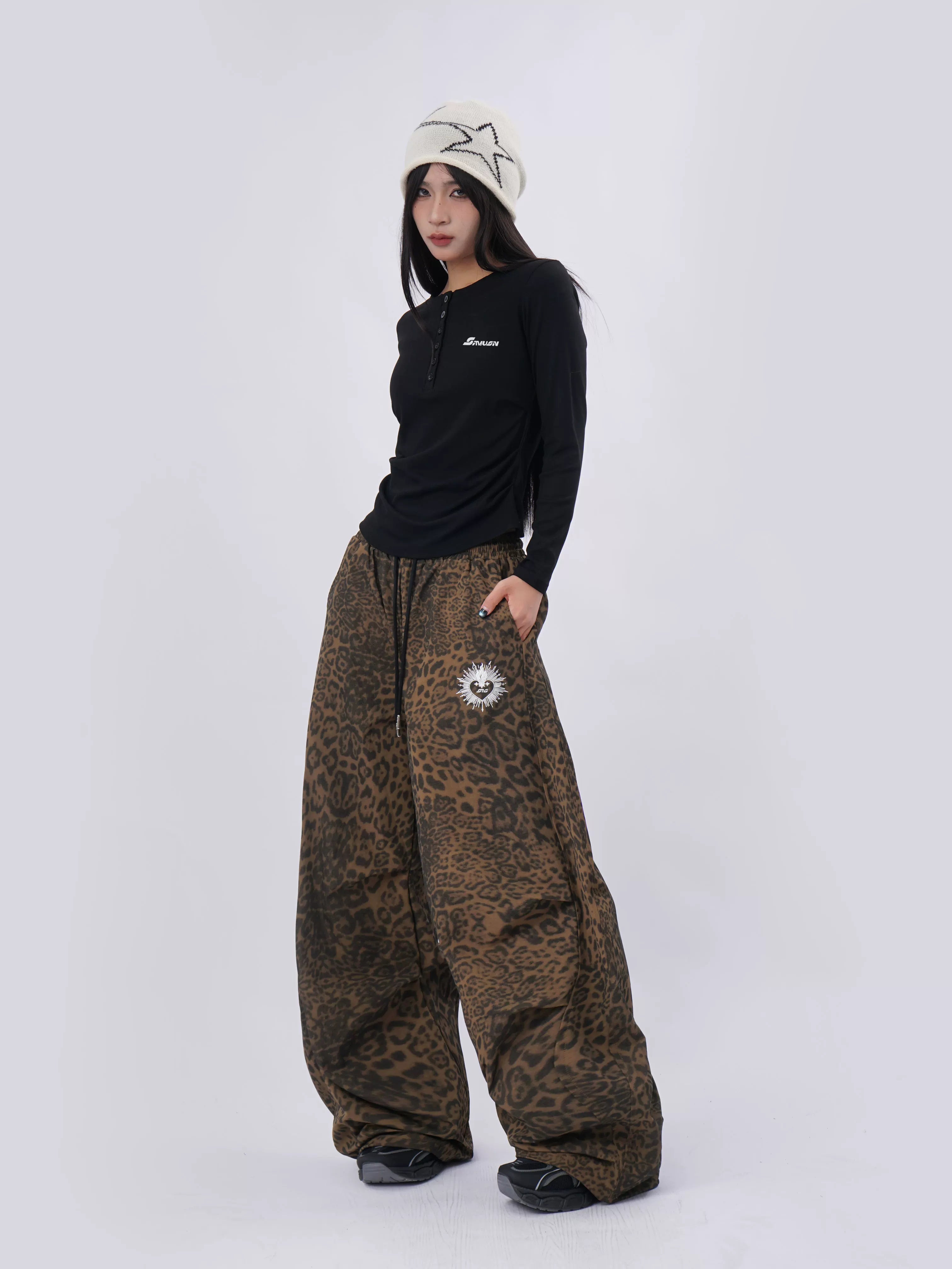 SAMUSAN Side Seam Pleated Skinny Long Sleeve