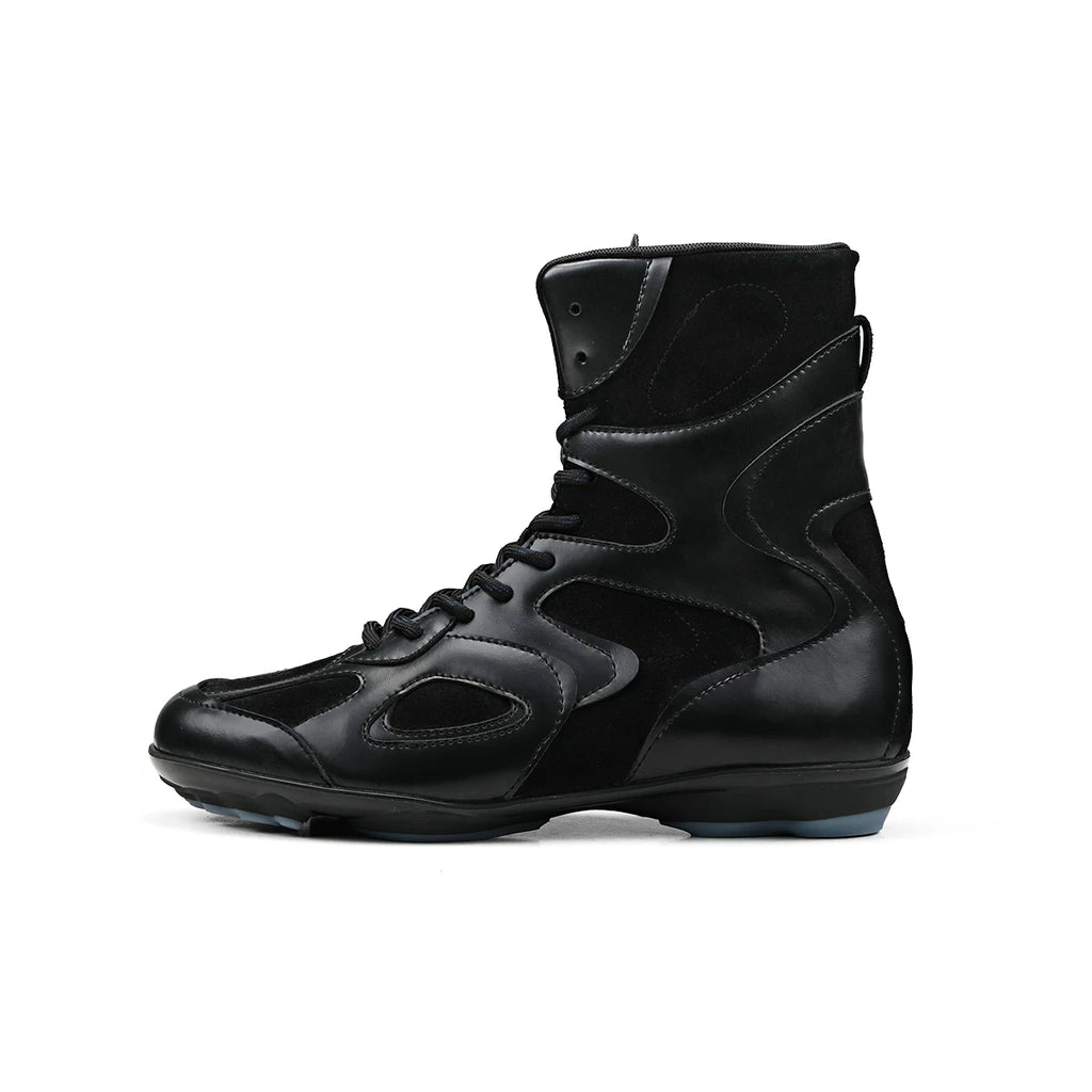 HANQIAORJI Splicing High-top Black Boxing Boots