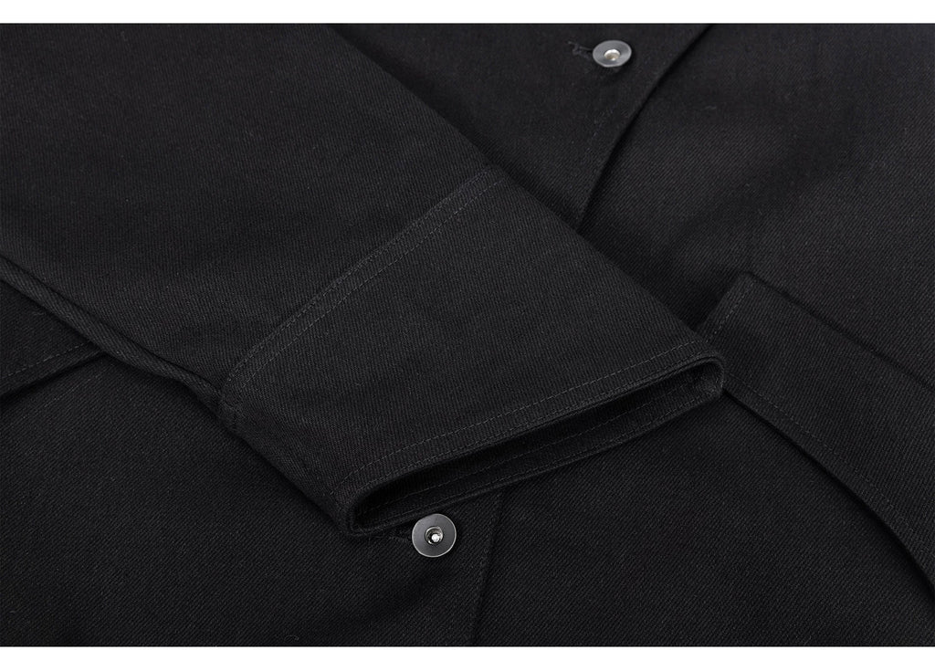 Esaias Stand-up Collar Slanted Placket Denim Jacket