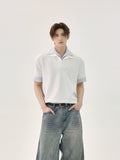 TURNTIDE Spliced Striped Loose Casual Versatile Short-sleeved POLO Shirt