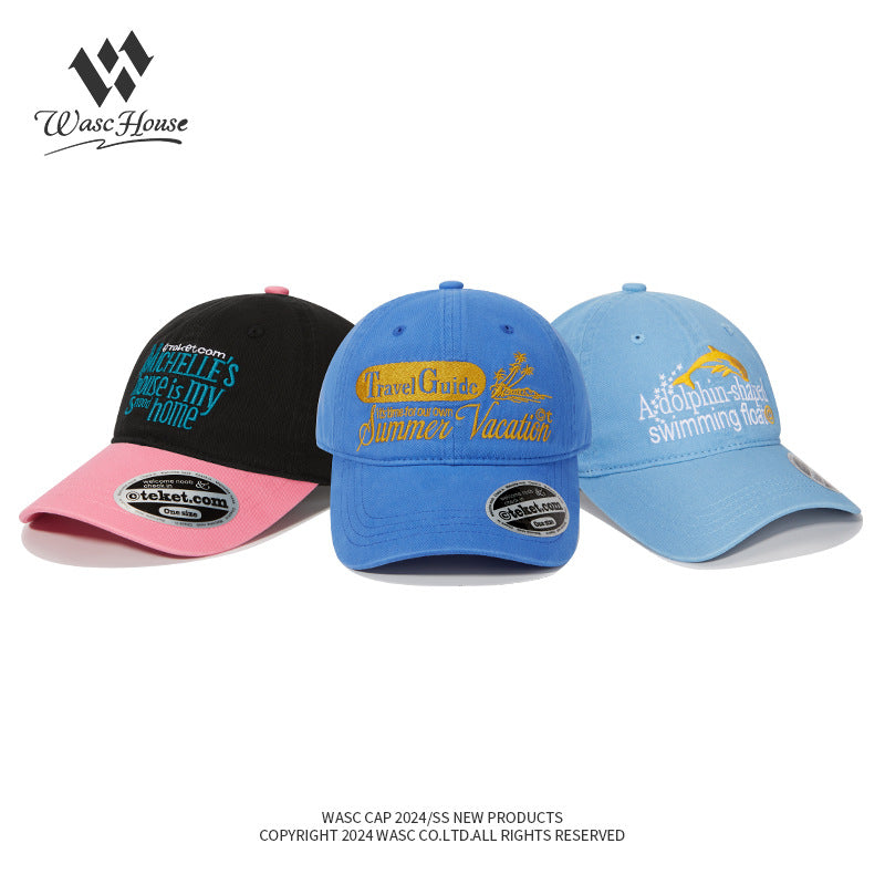 WASC Embroidered Color Block Cotton Baseball Cap