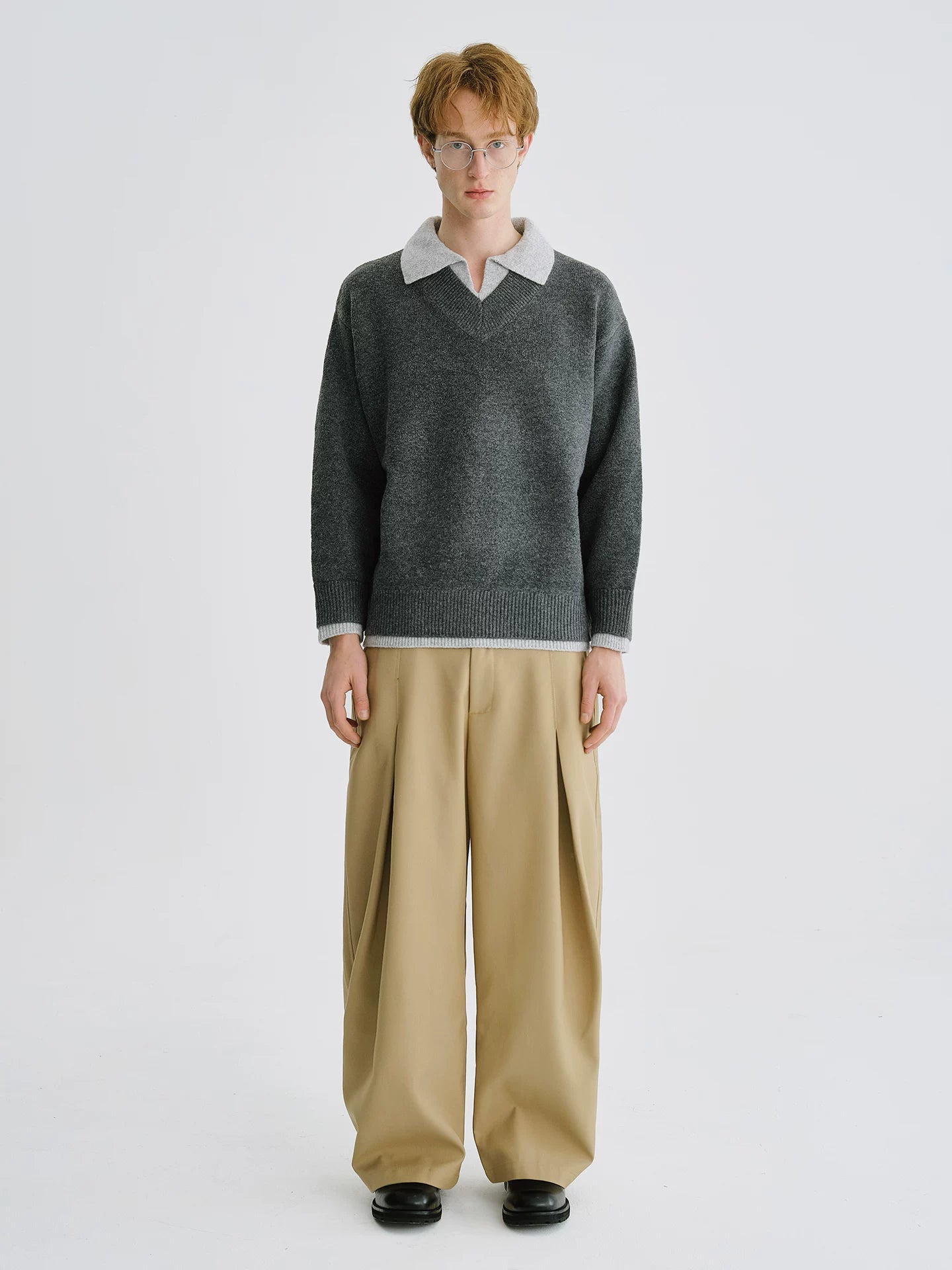 LIVINGTOWN Vintage Pleated Casual Wide-leg Pants