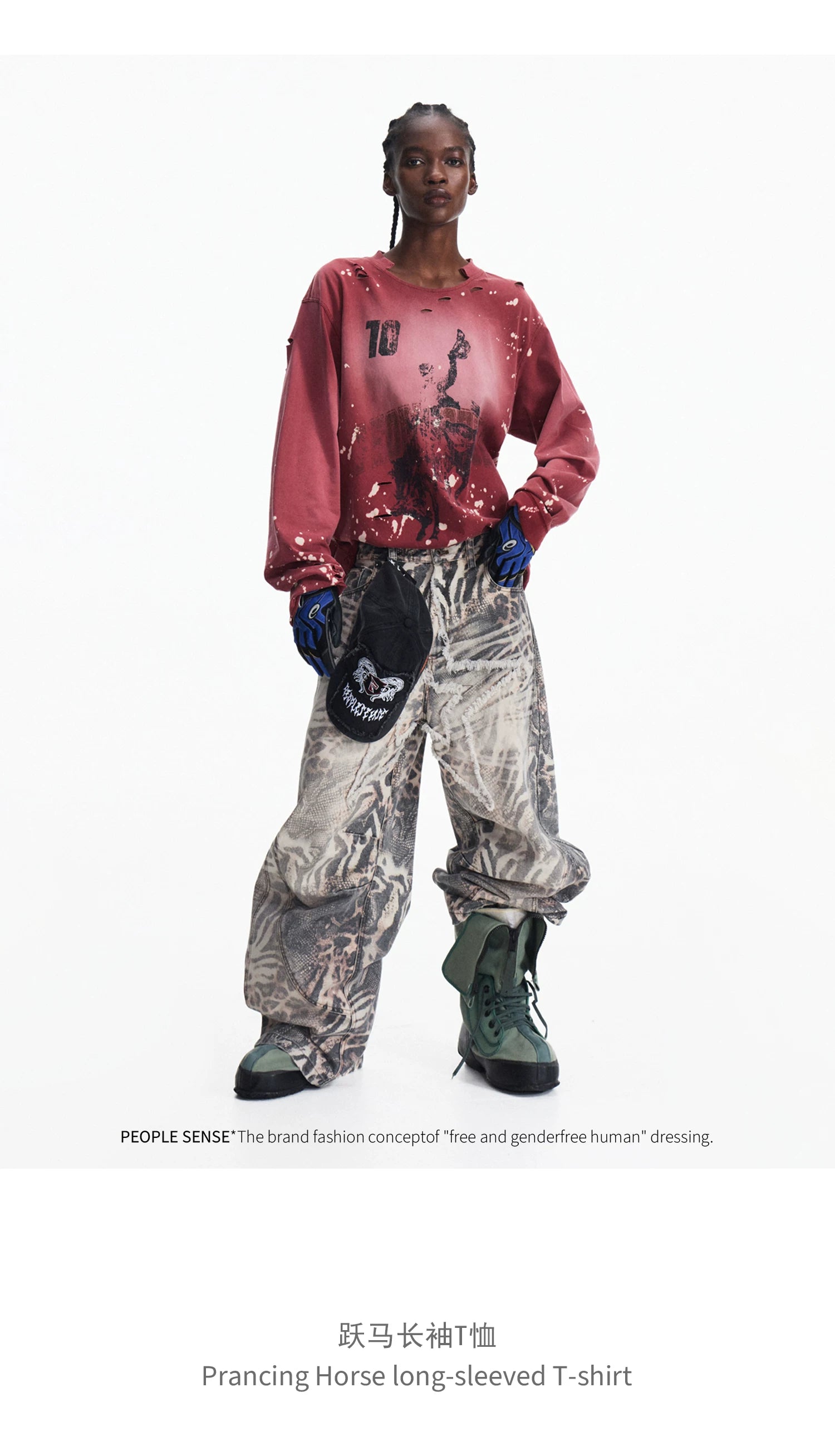 PEOPLESENSE Retro Ink Splashing Old Long Sleeves