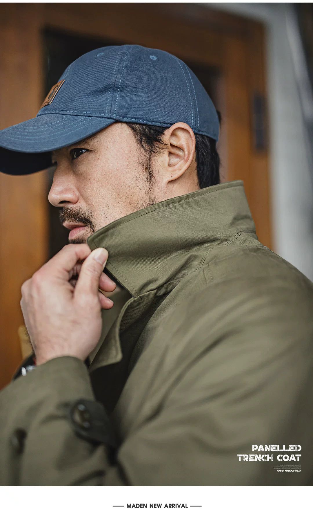 Madden Green Medium and Long Lapel Cotton Trench Coat