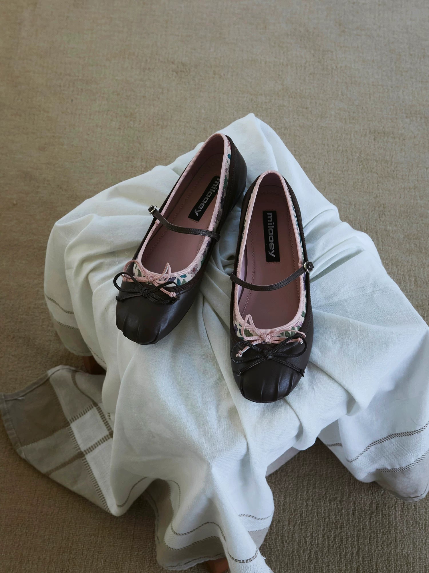MILOOEY Leather Bow-Strap Mary Jane Flat