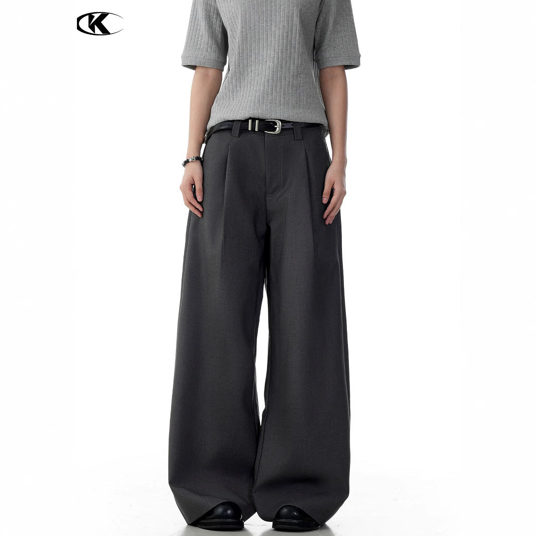 11KN Straight Drape Wide-leg Loose and Simple Casual Trousers (Clearance)