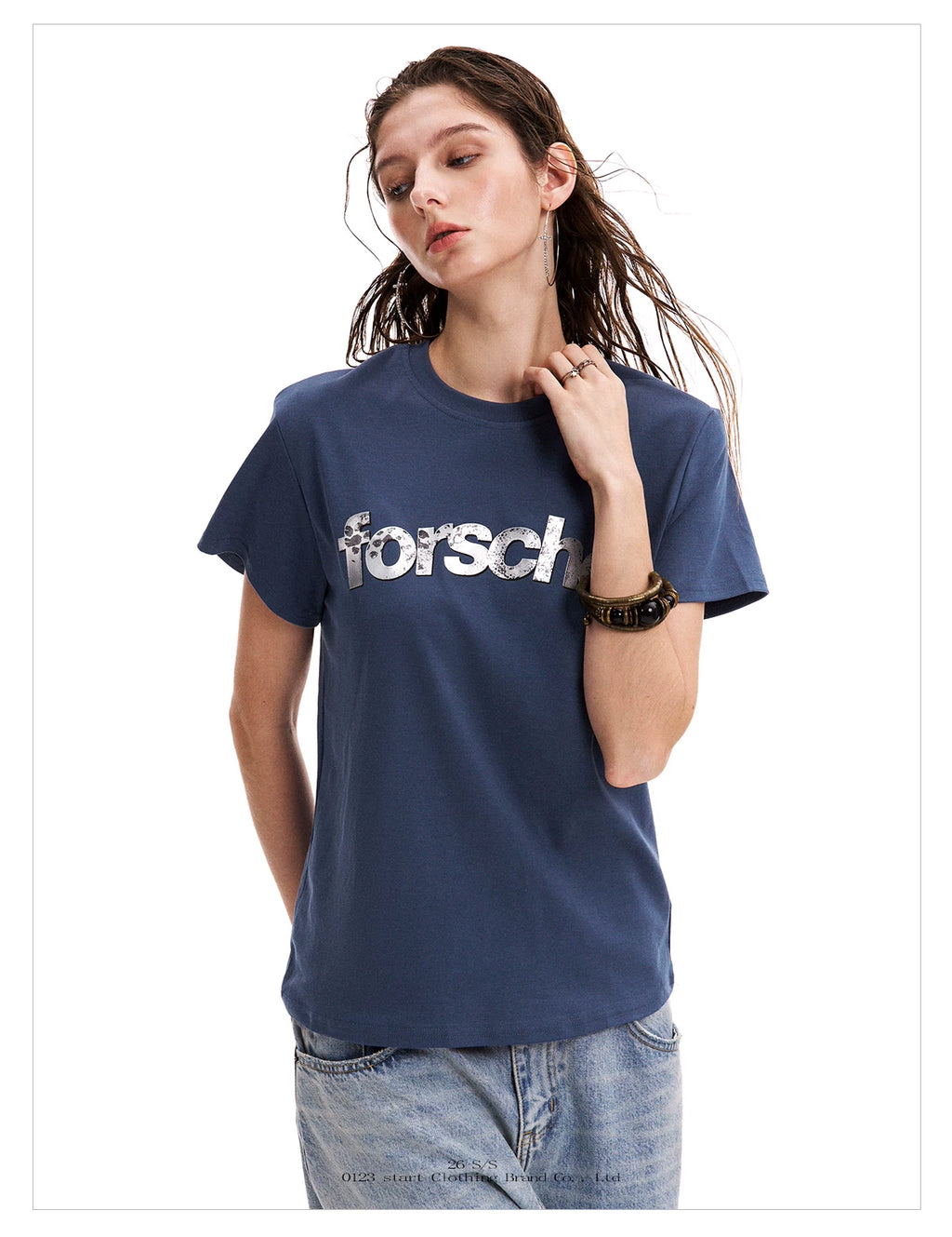 0123Start Snake Letter Print Round Neck Tee