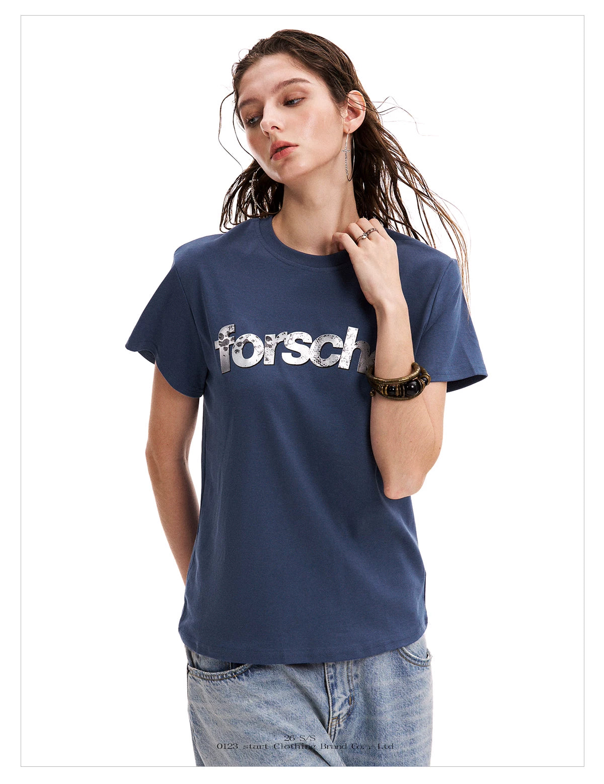 0123Start Snake Letter Print Round Neck Tee