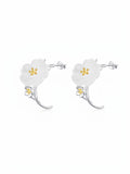 NO SOLUTION Silver Plum Flower Premium Earrings