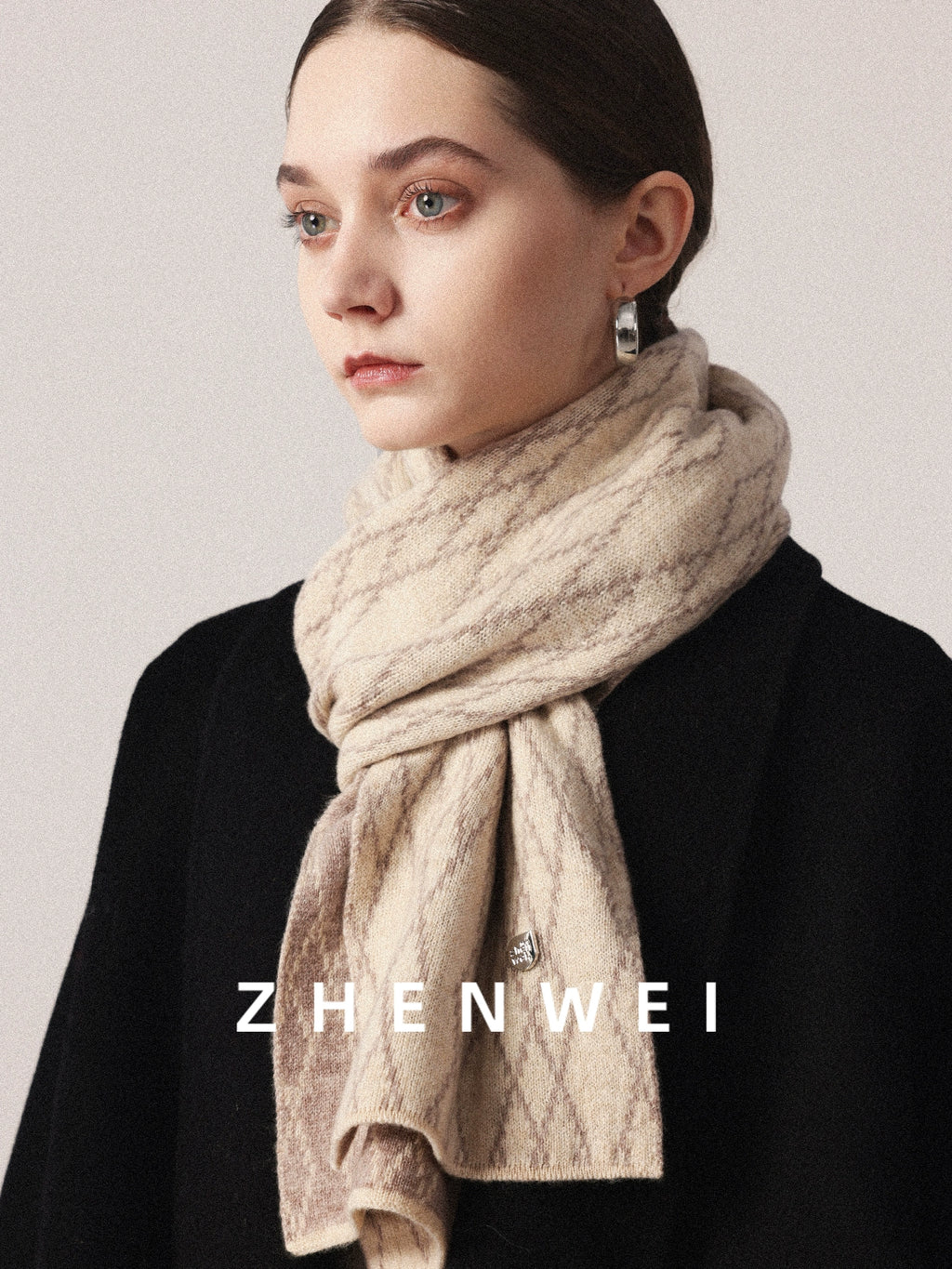 ZHENWEI Rhombus Plaid Short Knitted Scarf