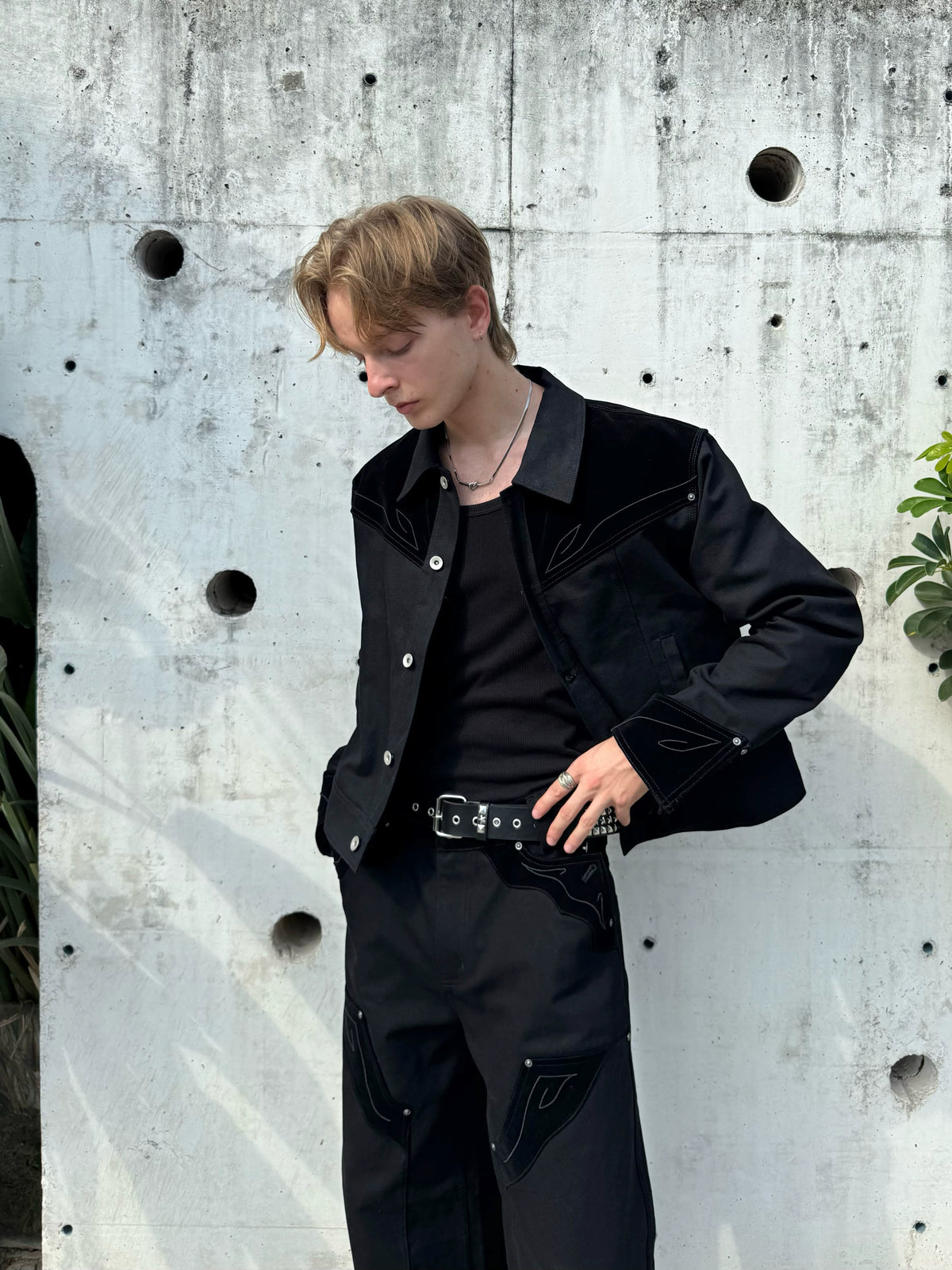 Esaias Rune Embroidered Canvas Cropped Jacket