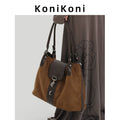KoniKoni Faux Leather Zip-Top Tote Bag