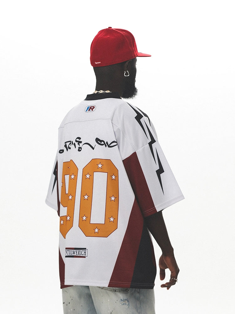 UNTILWERICH Vintage Color Matching Mesh Quick-drying Basketball Football Jersey