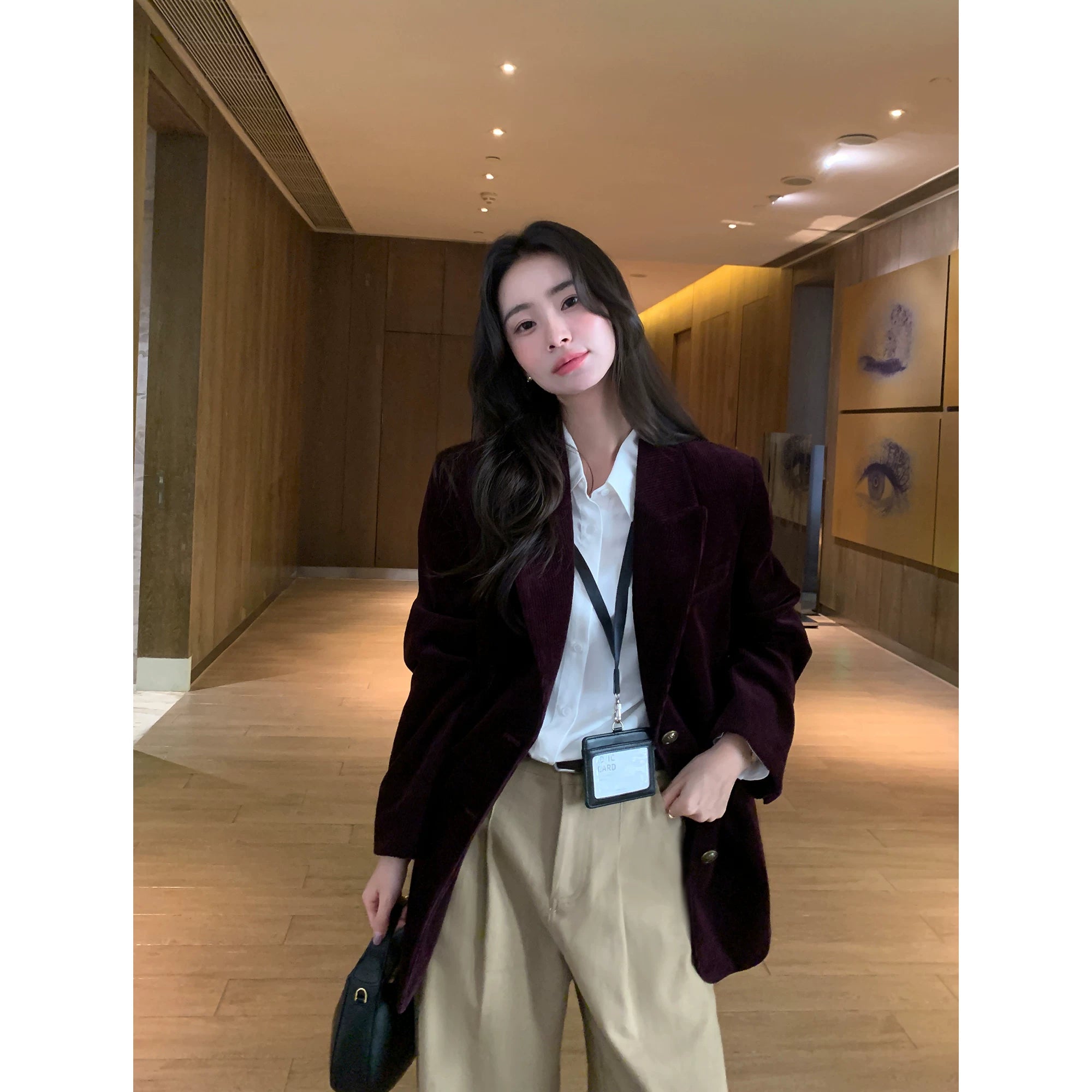 Pusumede Vintage Corduroy Loose Blazer
