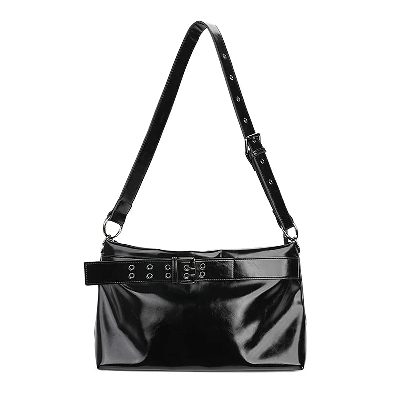 JANDRESS Waxed Leather Belt-Buckle Crossbody Tote