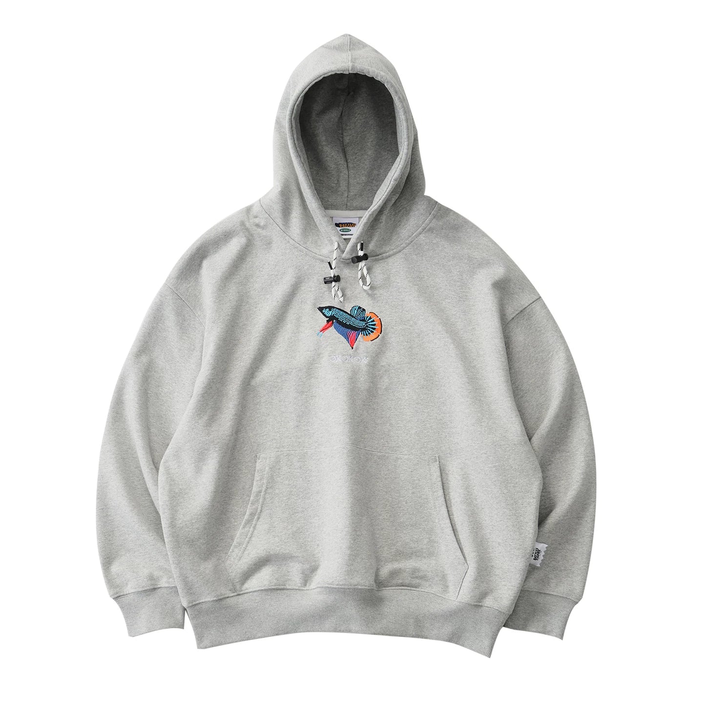 Battles Loose Contrast Embroidered Hooded Sweater