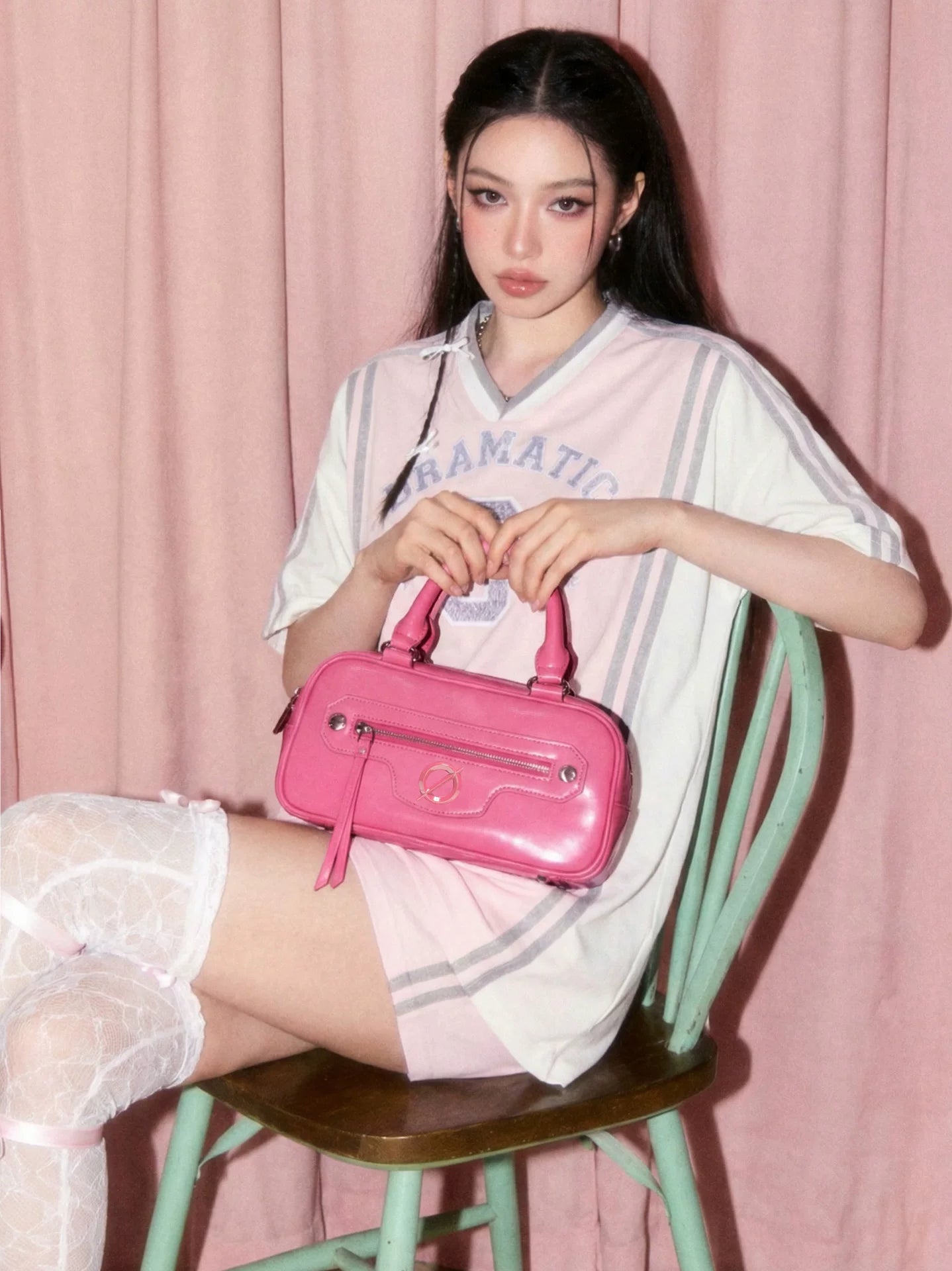 JELLY TOYBOY Hot Pink Faux Leather Zip-Top Boston Bag
