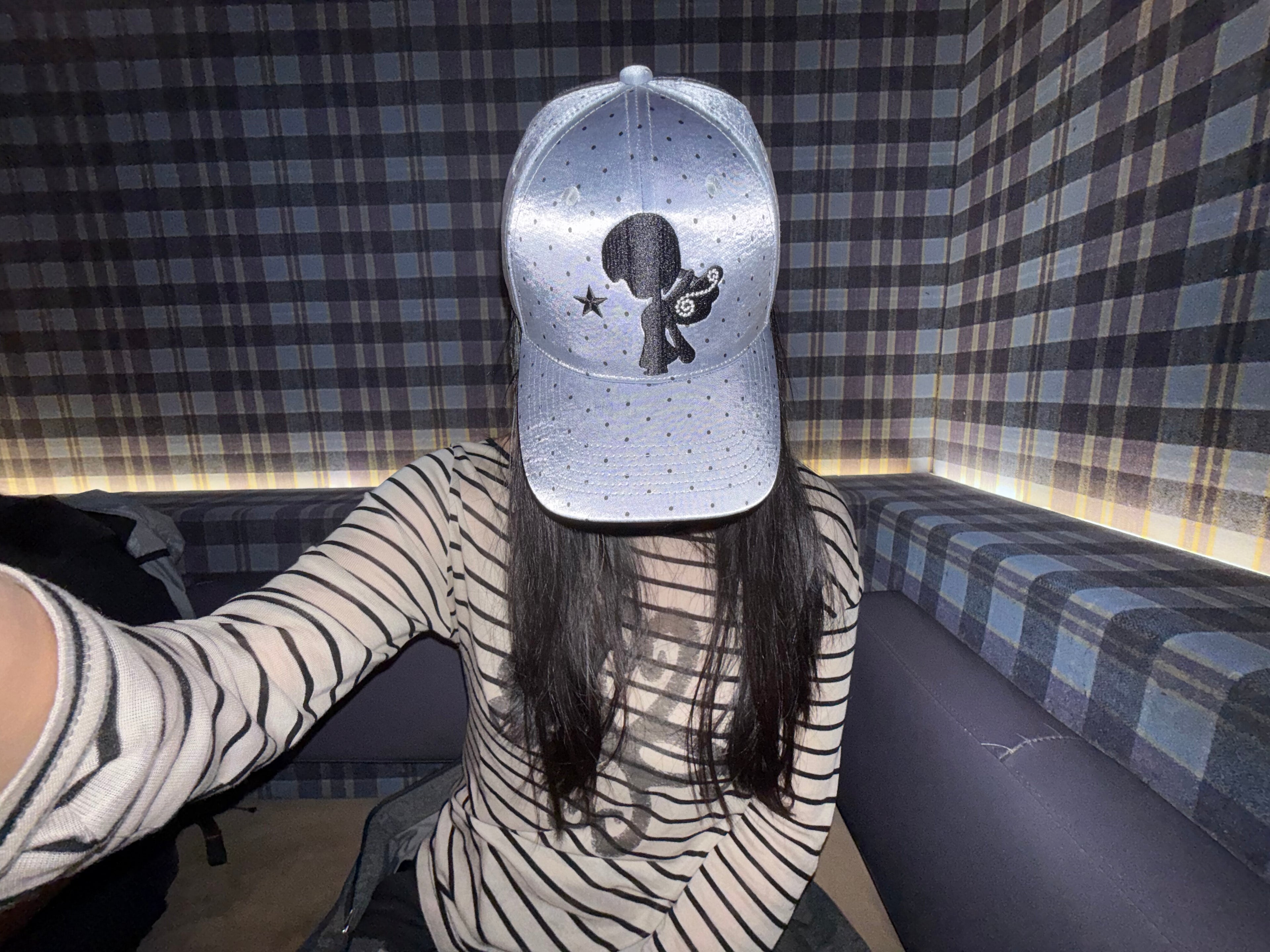 TheNewYouthPark Star Print Satin Polka Dot Hat