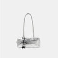 ANGELSKY Silver Polka Dot Leather Zip Underarm Bag