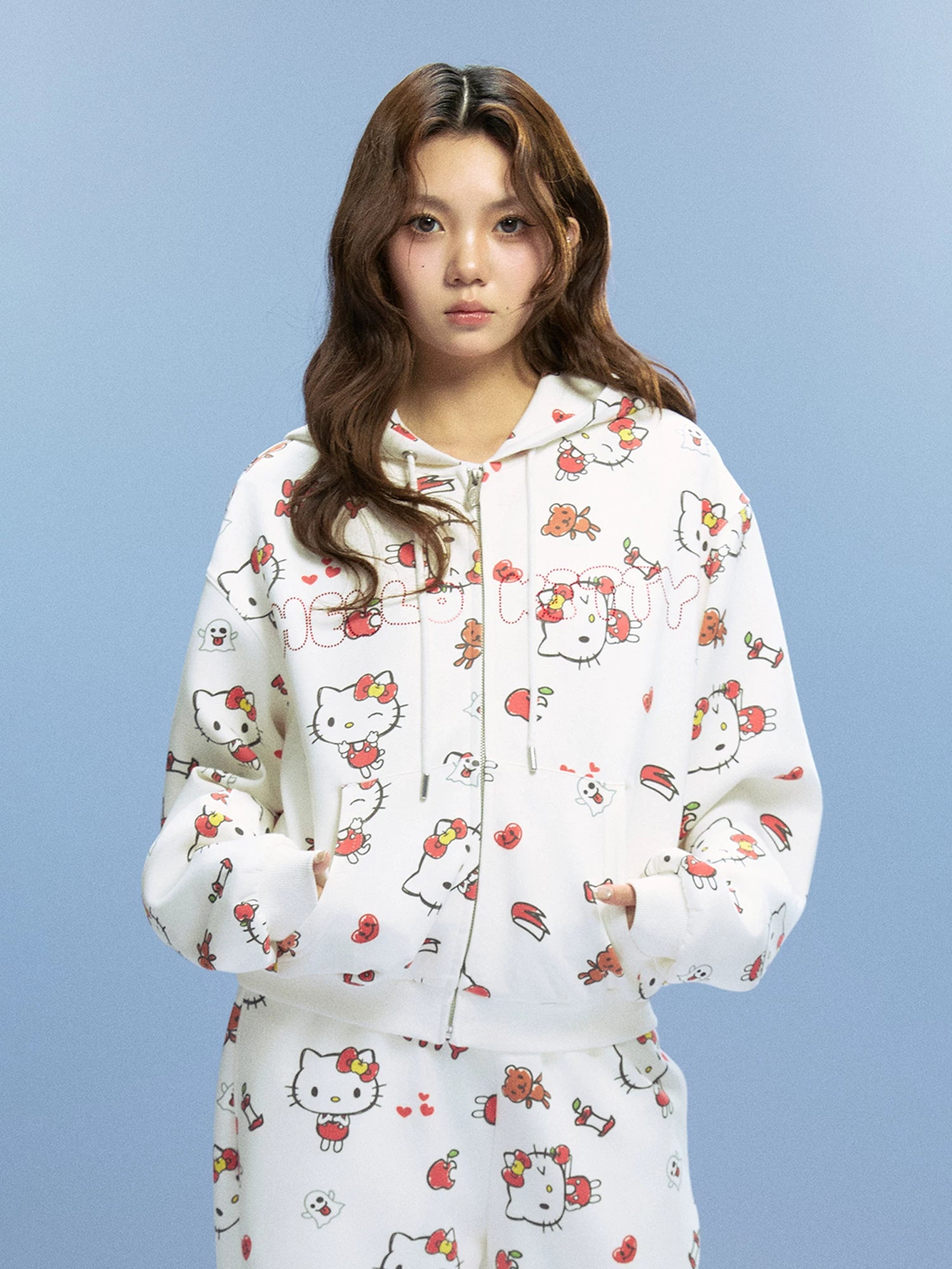 WHOOSIS Hot Diamond Full Print Casual Zipper Jacket