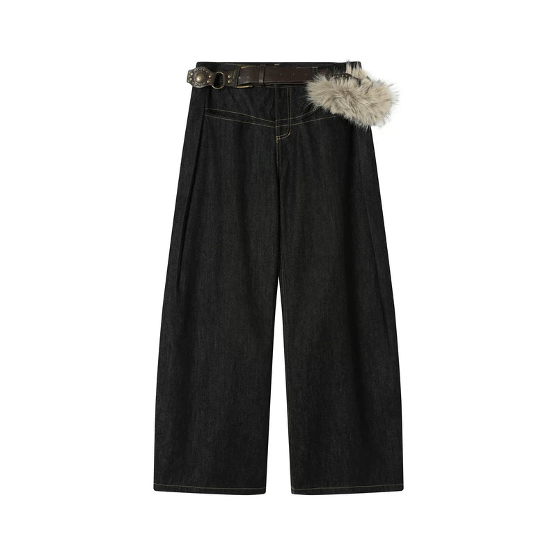 TGNS Vintage Banged Nailed Belt Loose Jeans