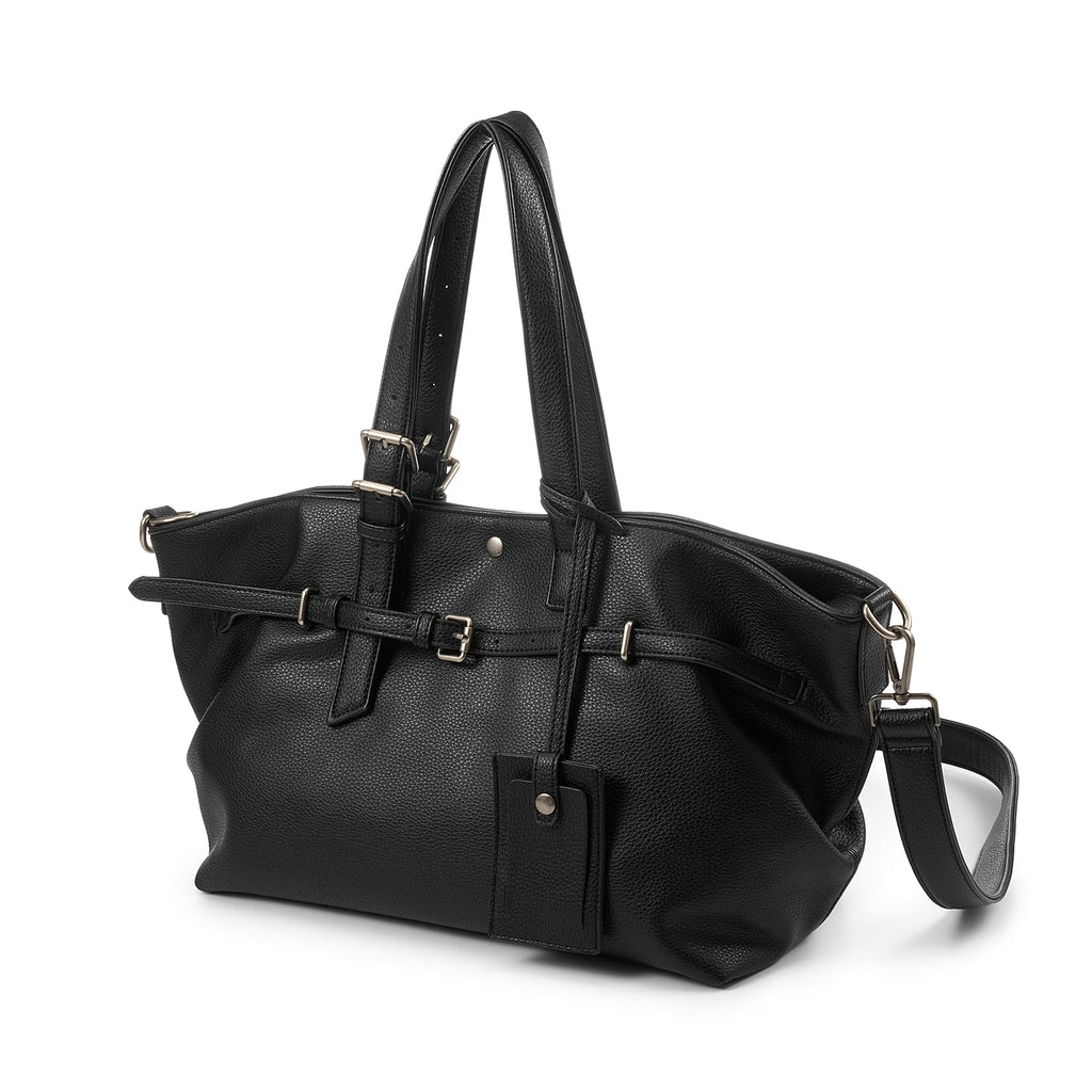 YADAMUI Black Faux Leather Crossbody Shoulder Bag